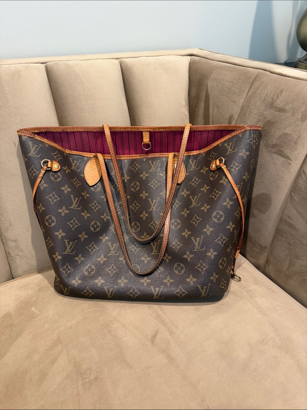 Louis Vuitton Monogram Canvas Tote with Pink Lining